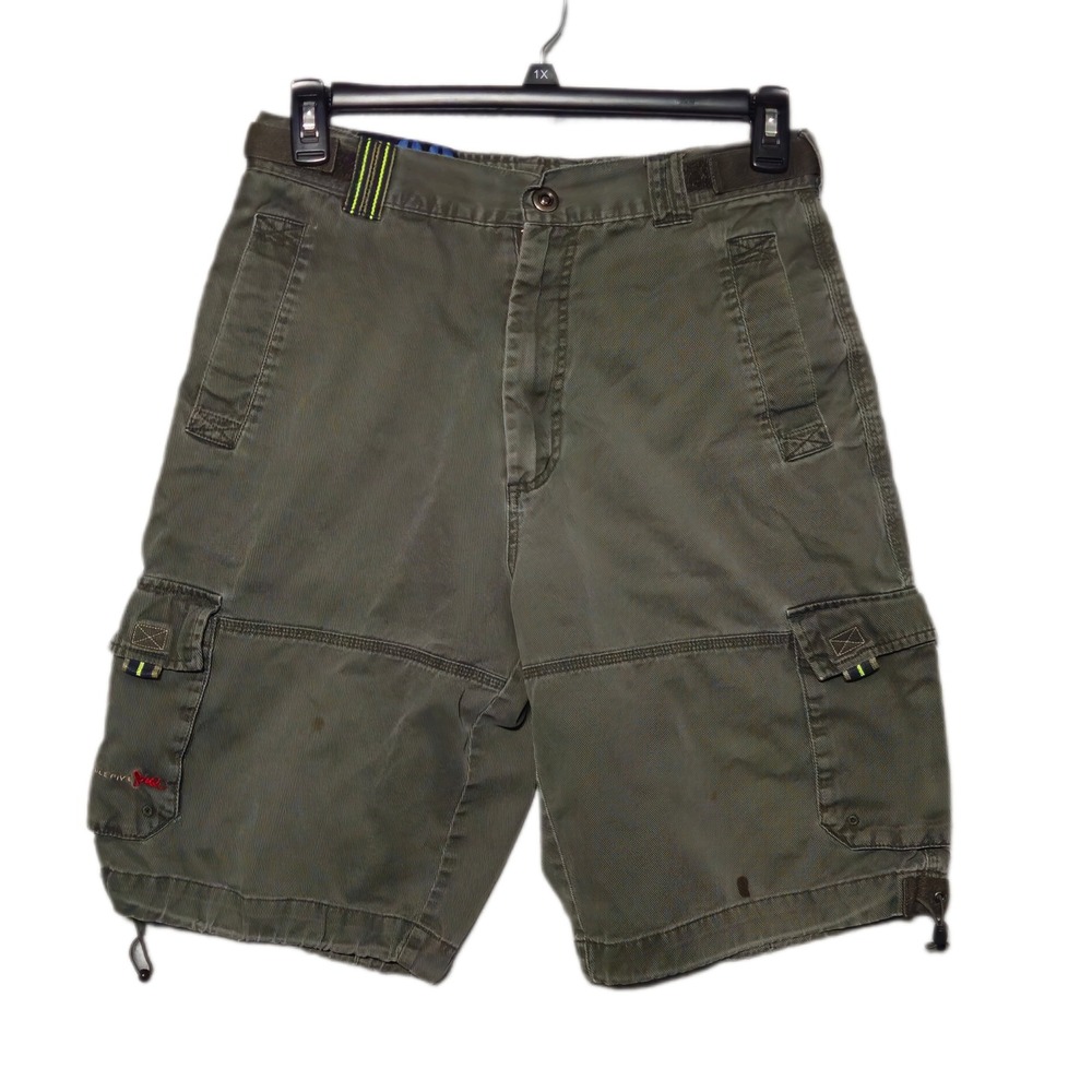 Triple Five Soul Cargo Shorts Mens 32 Olive Green Utility Multi Pocket Y2K